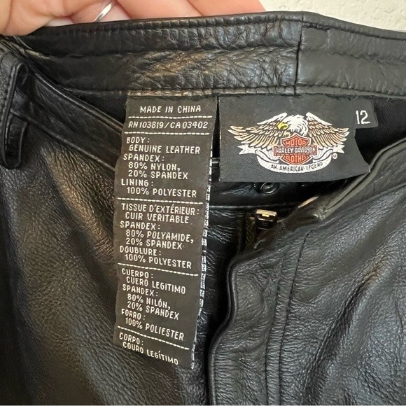 Harley-Davidson Leather‎ Front Pants Woman's size 12 Black - Picture 4 of 4